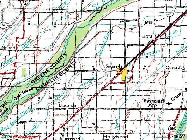 Zip code 63876 topographic map