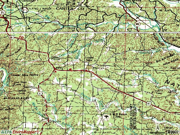 Zip code 63937 topographic map