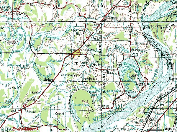 Zip code 72348 topographic map