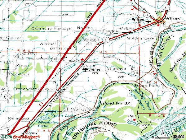 Zip code 72350 topographic map