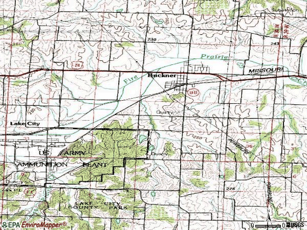 Zip code 64016 topographic map