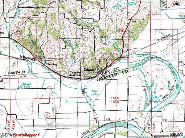 Zip code 64017 topographic map