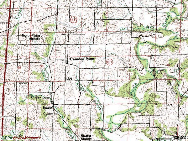 Zip code 64018 topographic map
