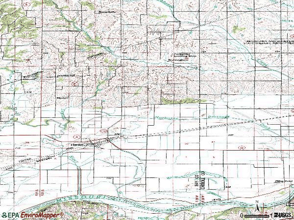 Zip code 64035 topographic map