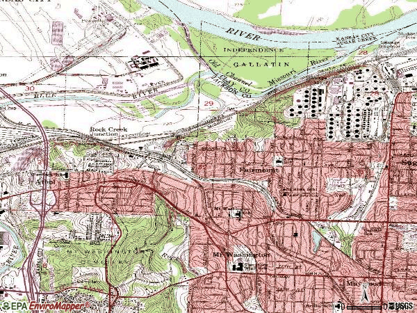 Zip code 64053 topographic map
