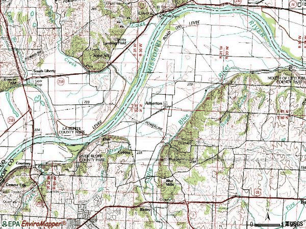 Zip code 64058 topographic map