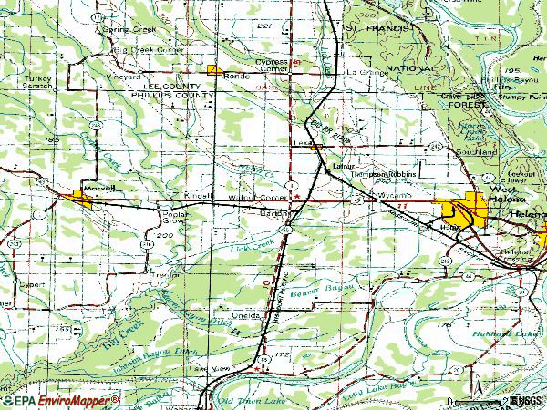 Zip code 72355 topographic map