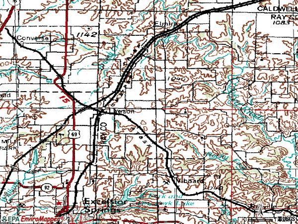 Zip code 64062 topographic map