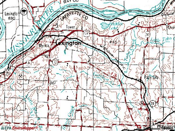 Zip code 64067 topographic map