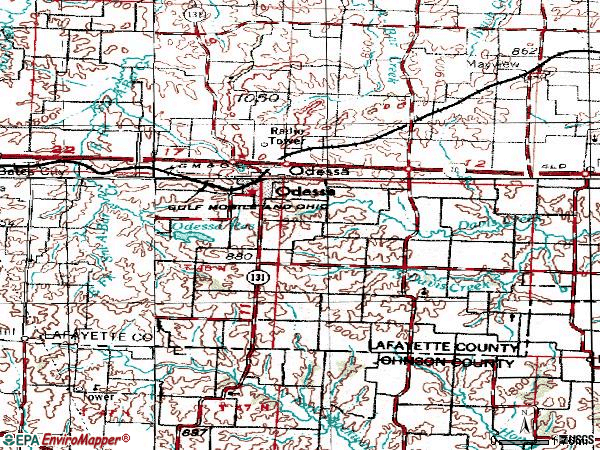 Zip code 64076 topographic map