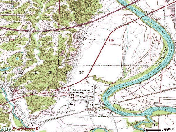 Zip code 72359 topographic map