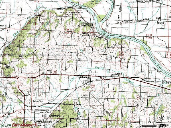 Zip code 64088 topographic map