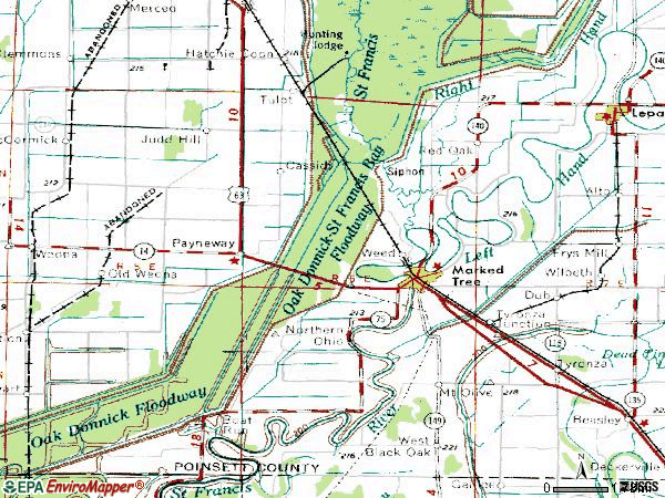 Zip code 72365 topographic map