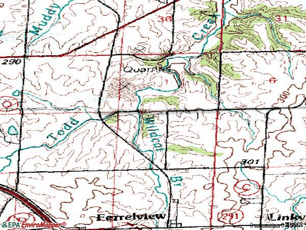 Zip code 64163 topographic map