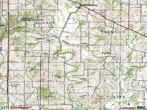 Zip code 64401 topographic map