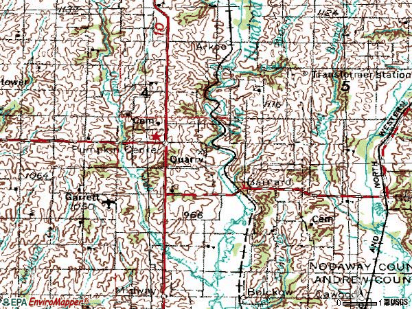 Zip code 64423 topographic map