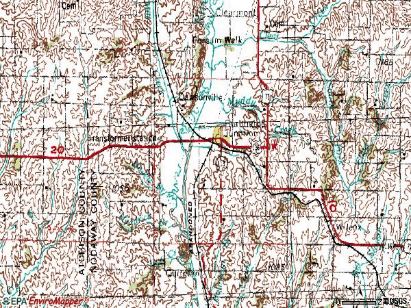 Zip code 64428 topographic map