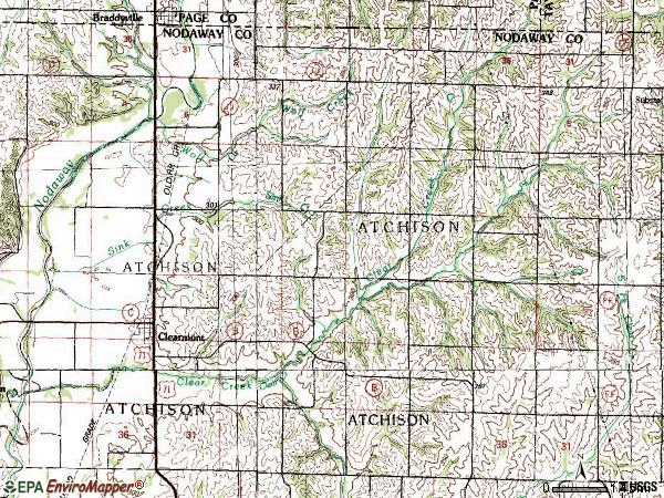 Zip code 64431 topographic map