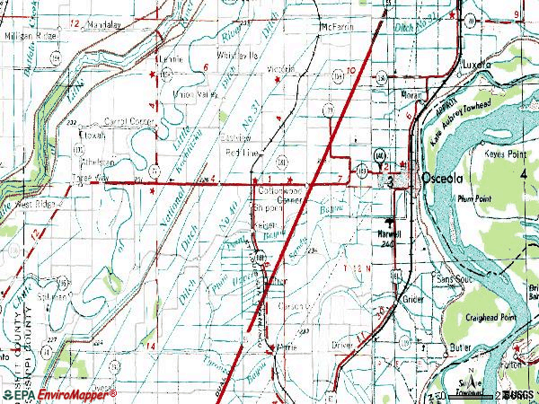 Zip code 72370 topographic map