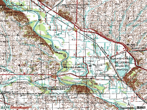 Zip code 64437 topographic map