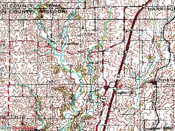 Zip code 64442 topographic map