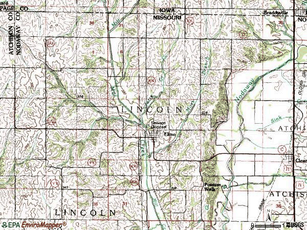 Zip code 64445 topographic map