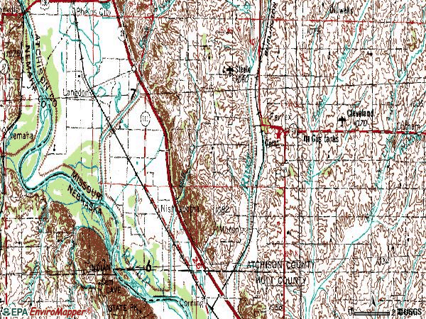 Zip code 64446 topographic map