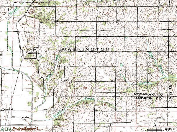 Zip code 64457 topographic map