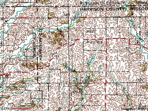 Zip code 64458 topographic map