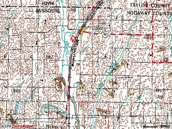 Zip code 64461 topographic map