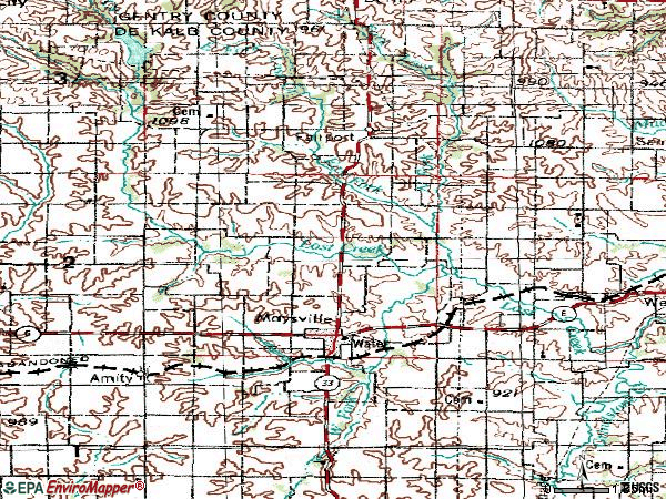 Zip code 64469 topographic map