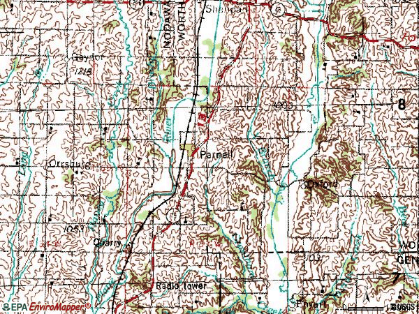 Zip code 64475 topographic map
