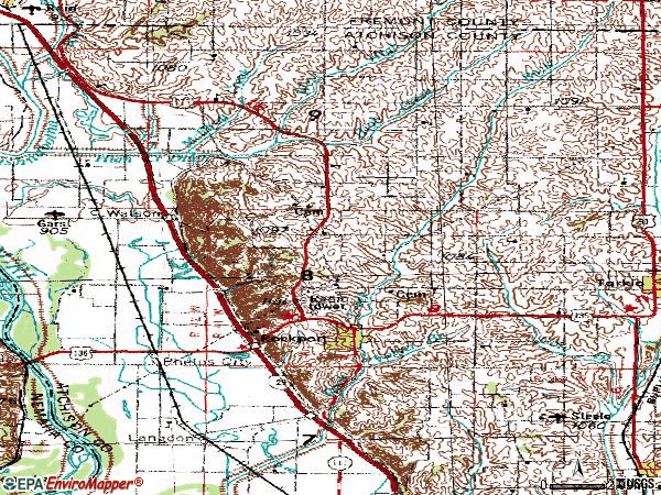 Zip code 64482 topographic map