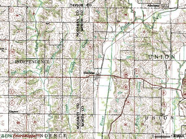 Zip code 64486 topographic map