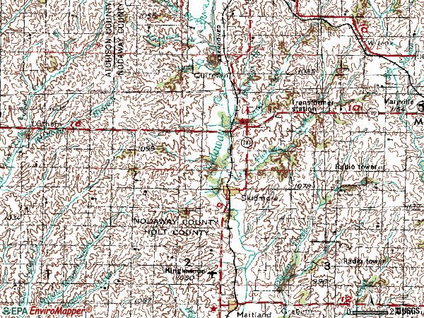 Zip code 64487 topographic map