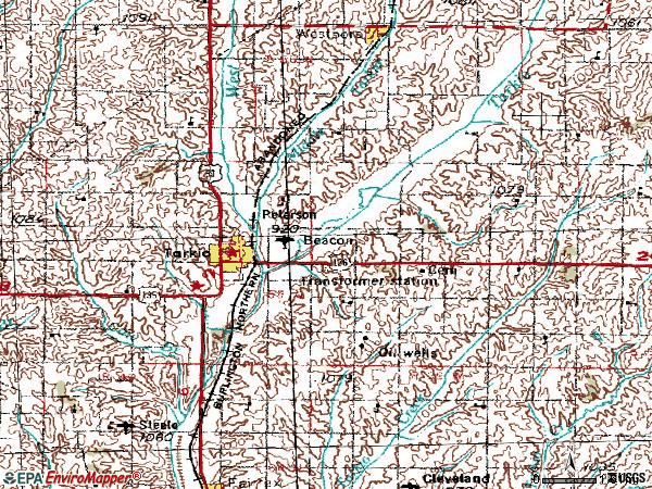 Zip code 64491 topographic map