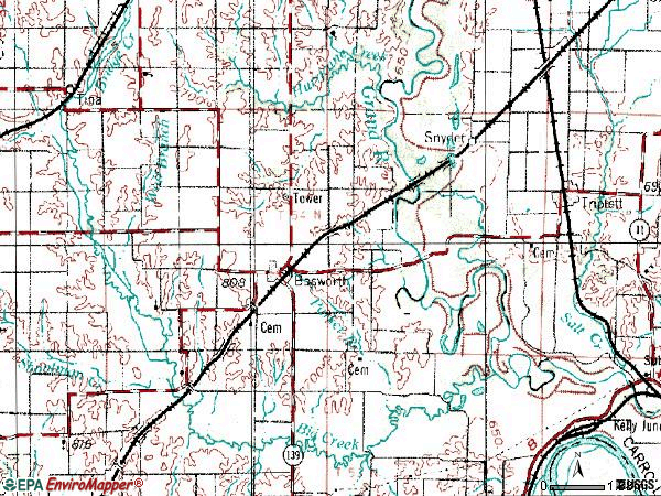 Zip code 64623 topographic map