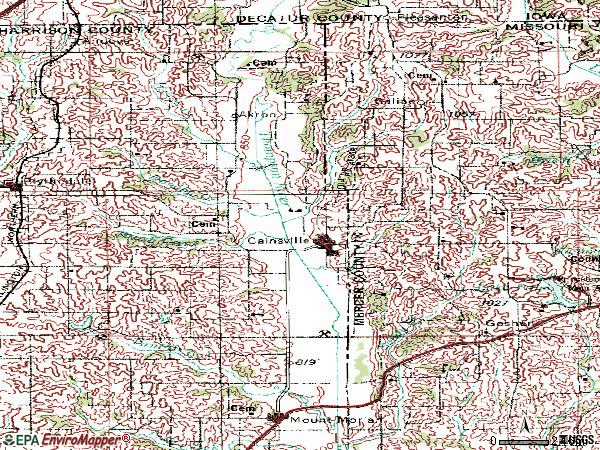 Zip code 64632 topographic map