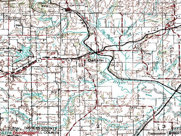 Zip code 64640 topographic map