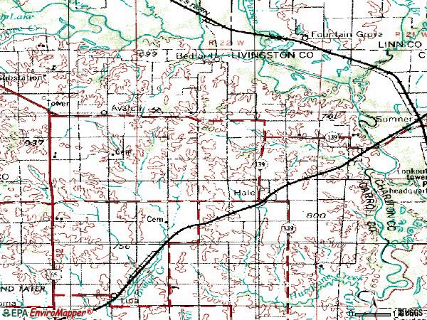 Zip code 64643 topographic map
