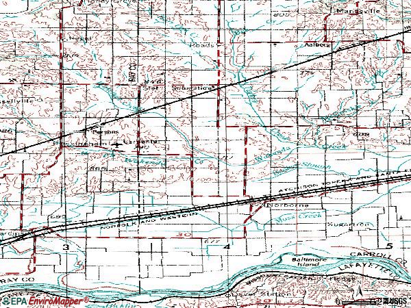 Zip code 64668 topographic map