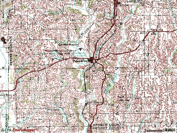 Zip code 64673 topographic map