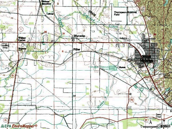 Zip code 72390 topographic map