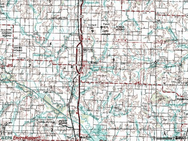 Zip code 64730 topographic map