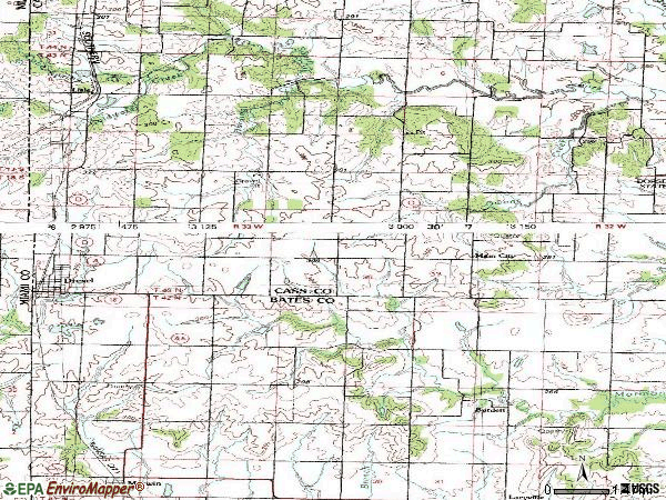 Zip code 64742 topographic map