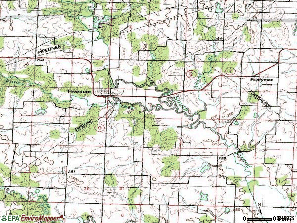 Zip code 64746 topographic map