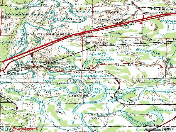 Zip code 72394 topographic map