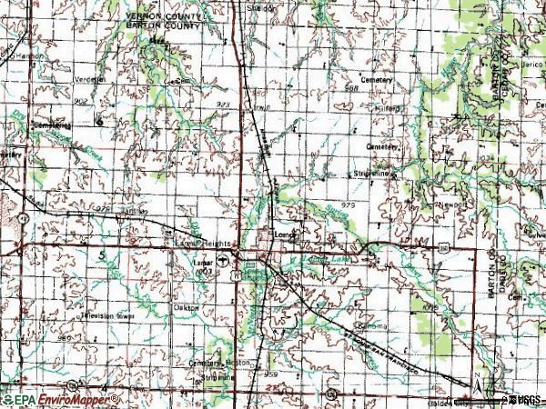 Zip code 64759 topographic map