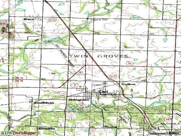 Zip code 64834 topographic map
