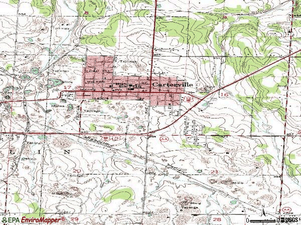 Zip code 64835 topographic map